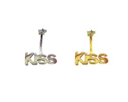 画像1: １４GスターキャッチKISS ボディピアス ヘソピアス へそピアス 耳ピアス 